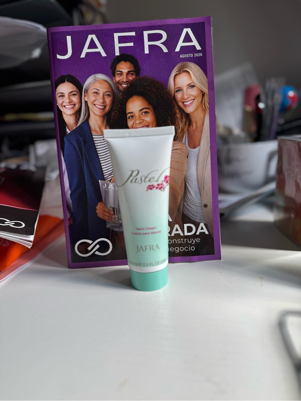 JAFRA Pastel Hand Cream — Mint Green & White Tube